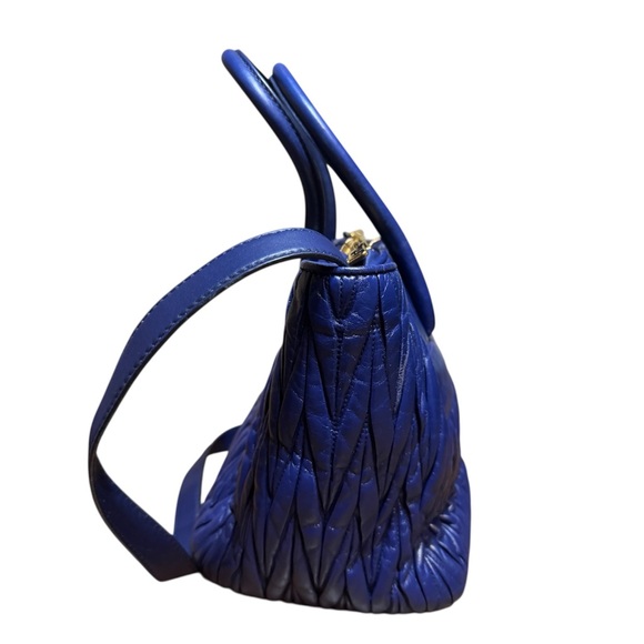 MIU MIU Bluette Matelesse Quilted 2way Double Zip Satchel Top Handles Auth Small - Picture 3 of 14